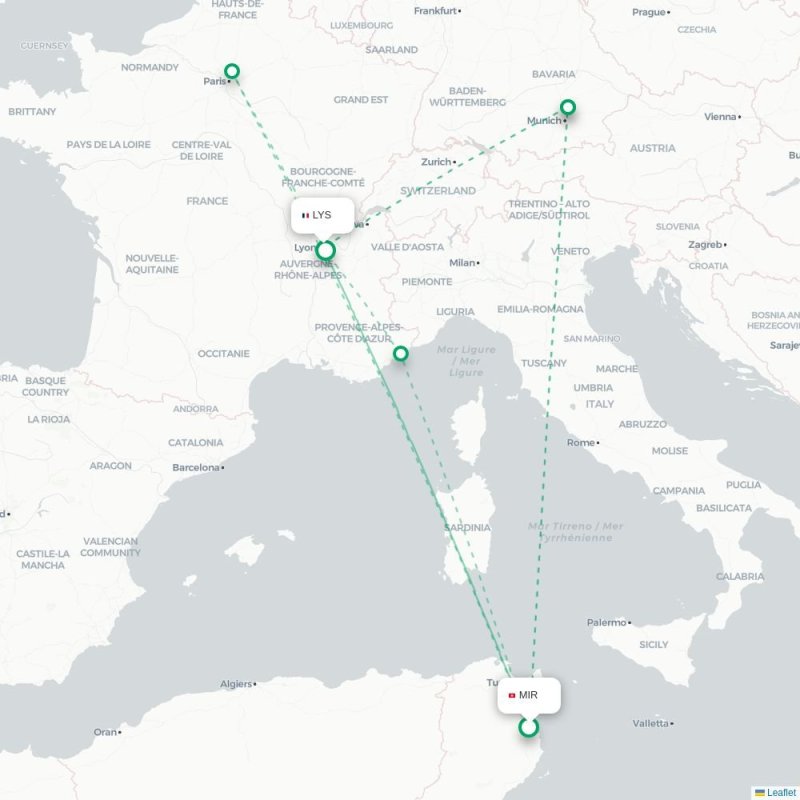 MIR - LYS route map