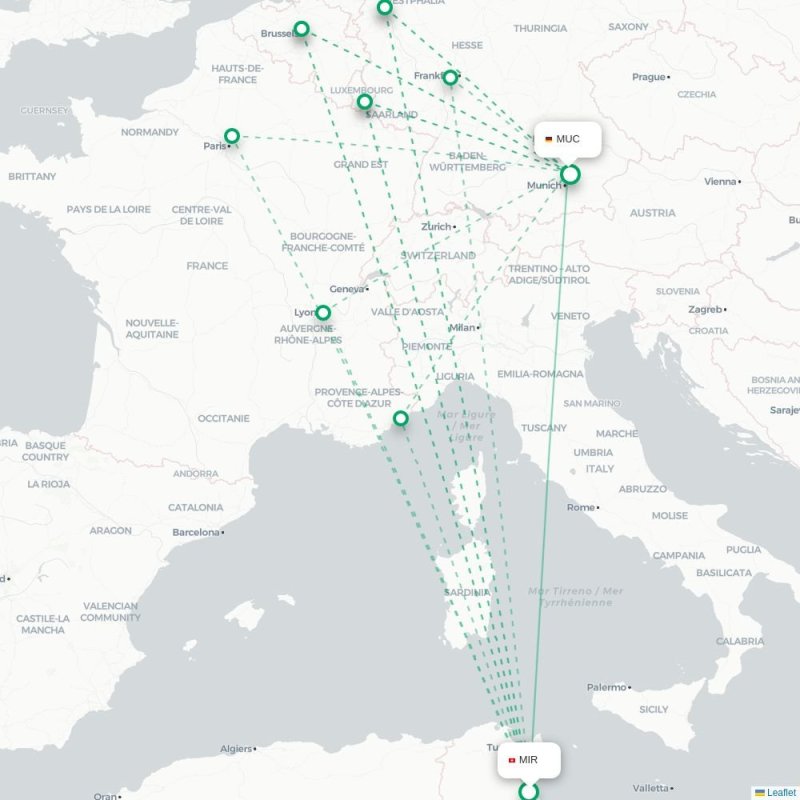 MIR - MUC route map