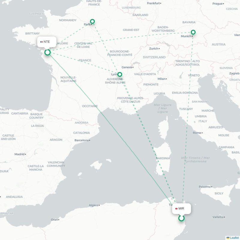 MIR - NTE route map
