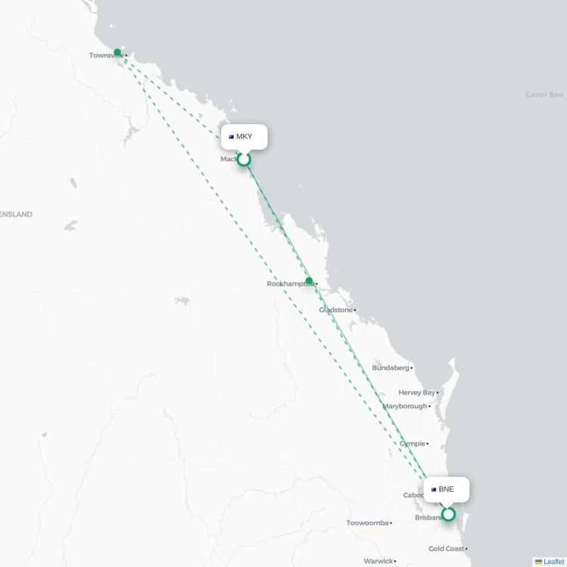 MKY - BNE route map