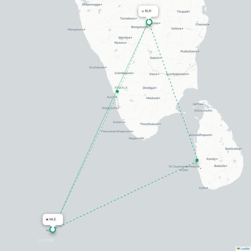 MLE - BLR route map