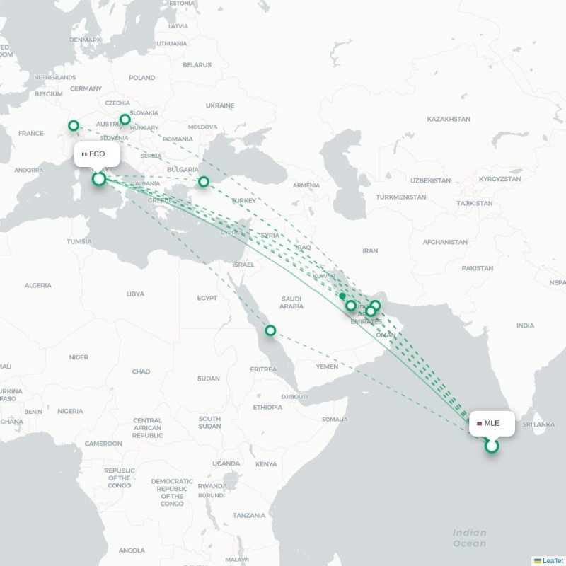 MLE - FCO route map