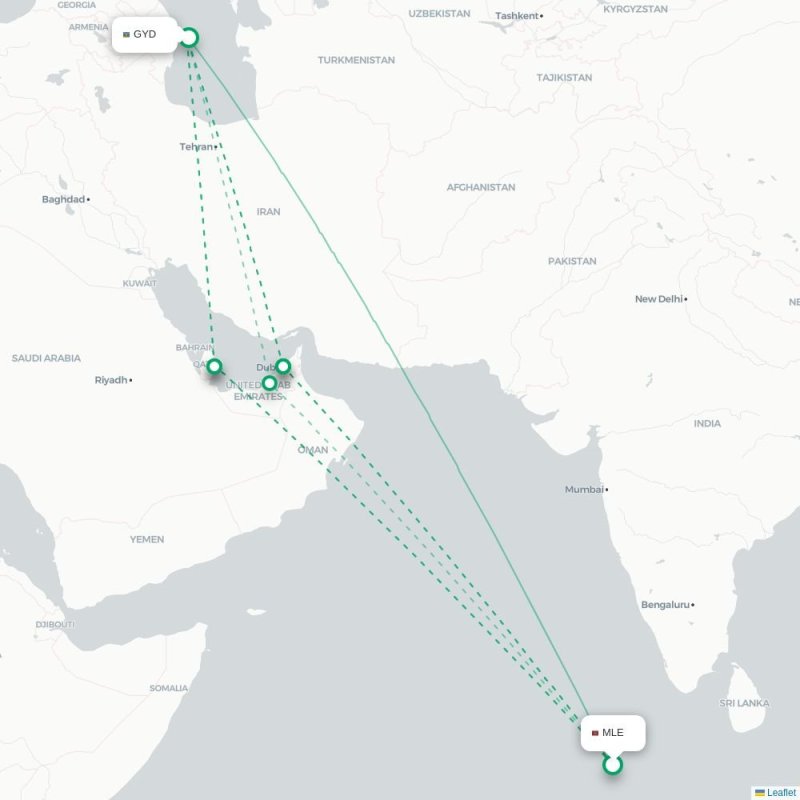 MLE - GYD route map