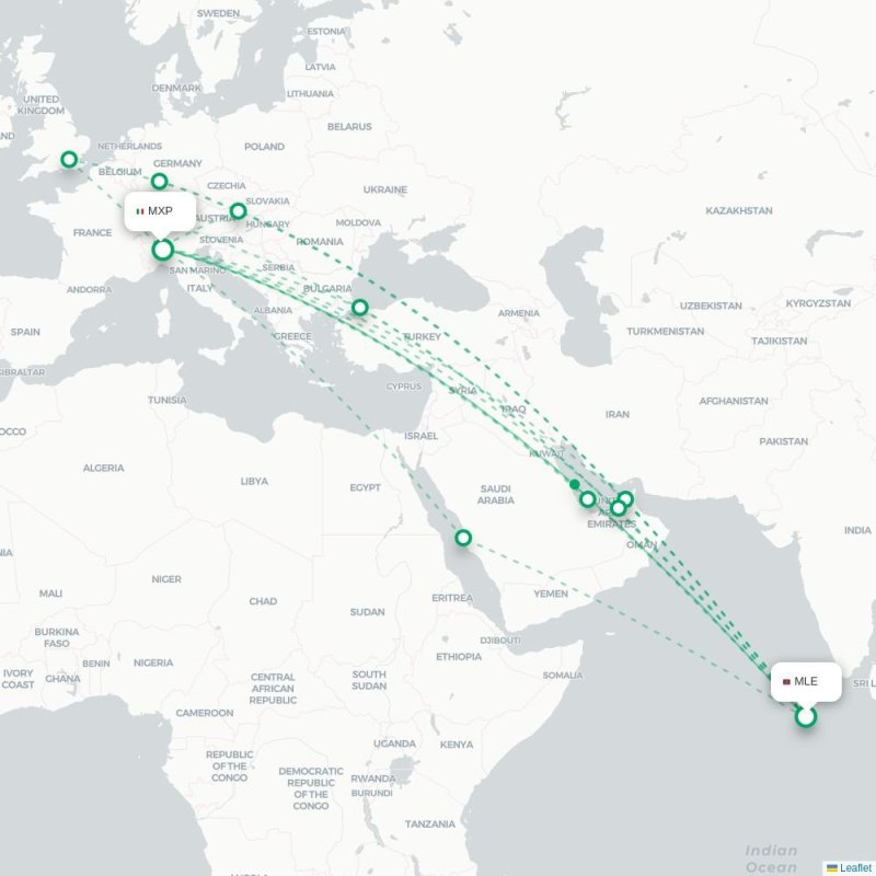 MLE - MXP route map