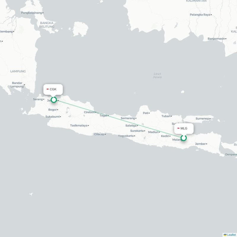 MLG - CGK route map