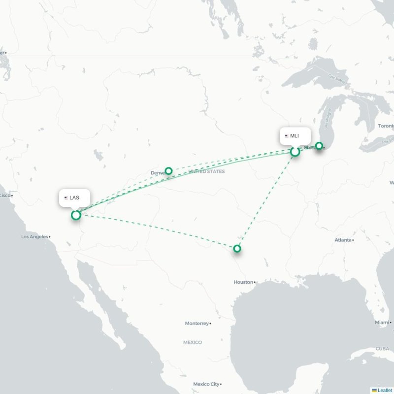 MLI - LAS route map