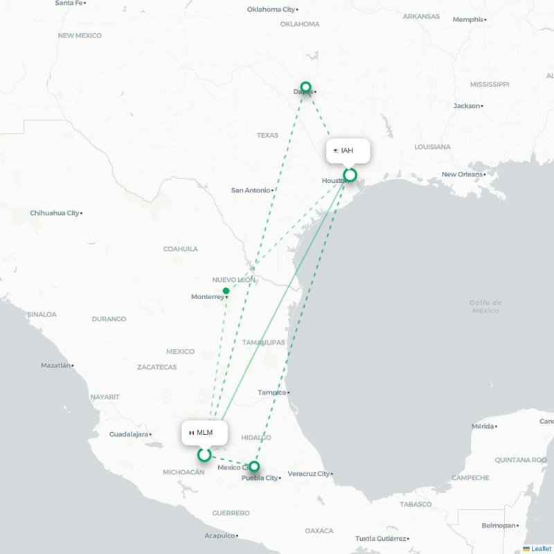 MLM - IAH route map