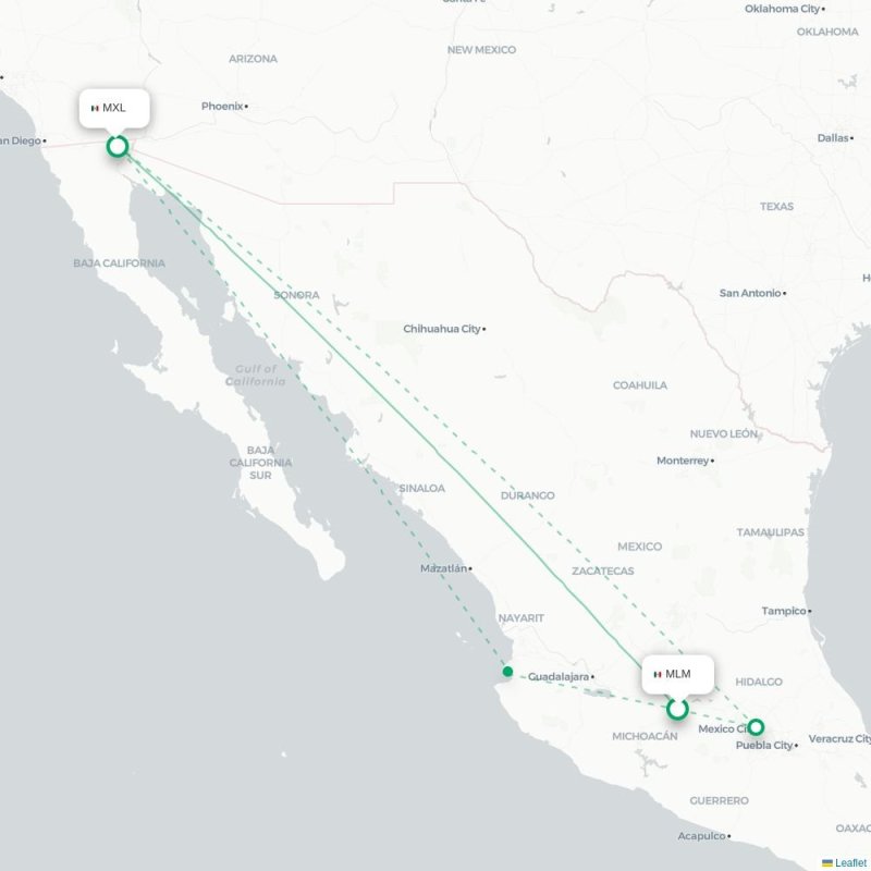 MLM - MXL route map