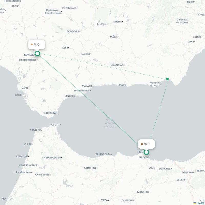 MLN - SVQ route map