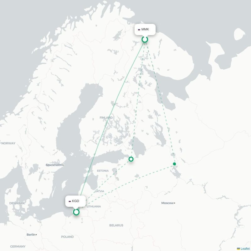 MMK - KGD route map
