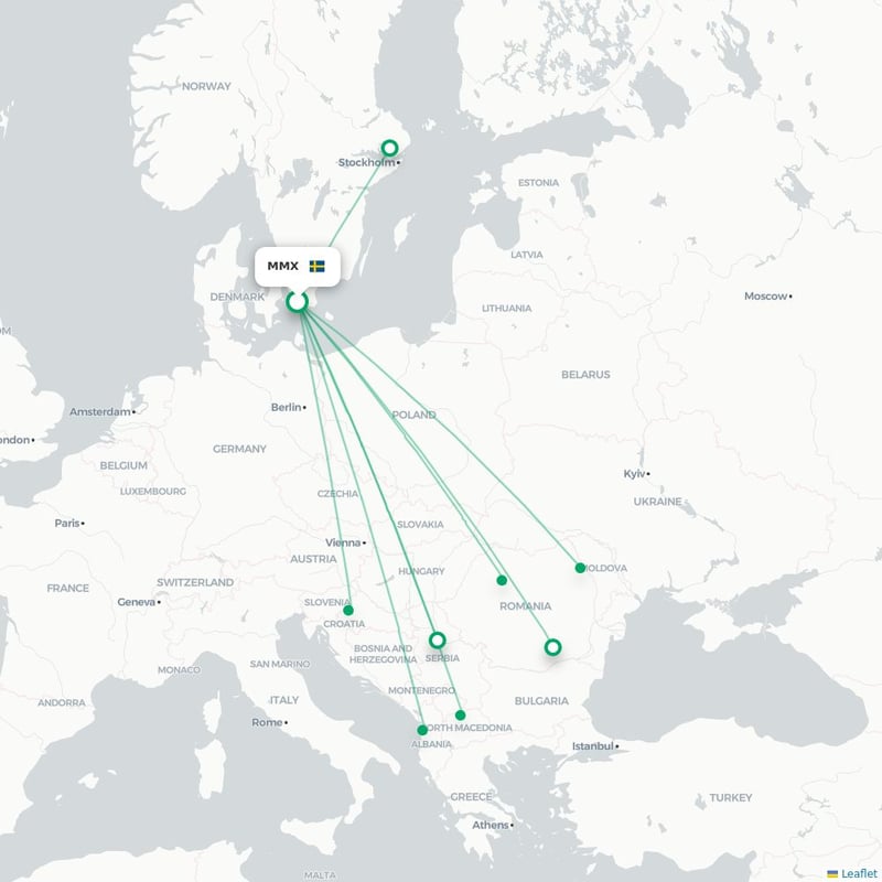Route map Malmö  MMX airport