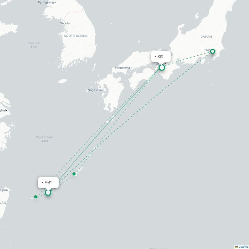 MMY - KIX route map