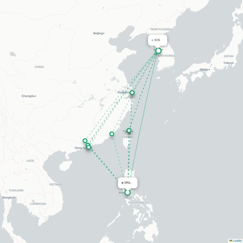 MNL - ICN route map