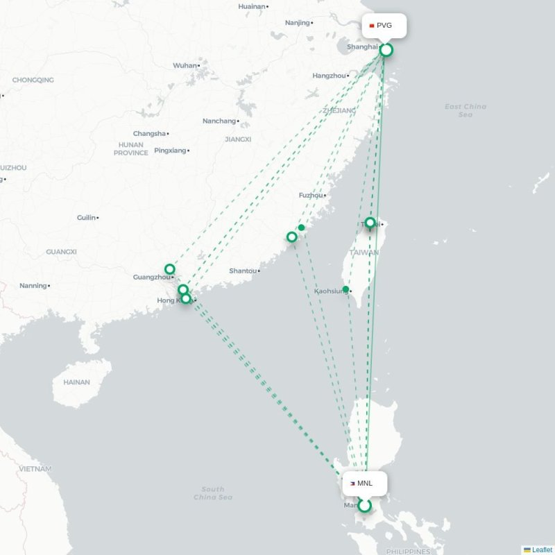 MNL - PVG route map