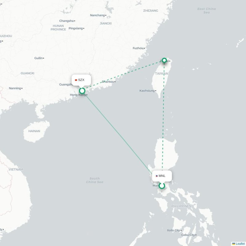 MNL - SZX route map