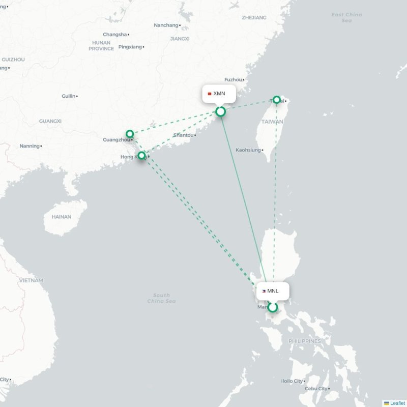 MNL - XMN route map