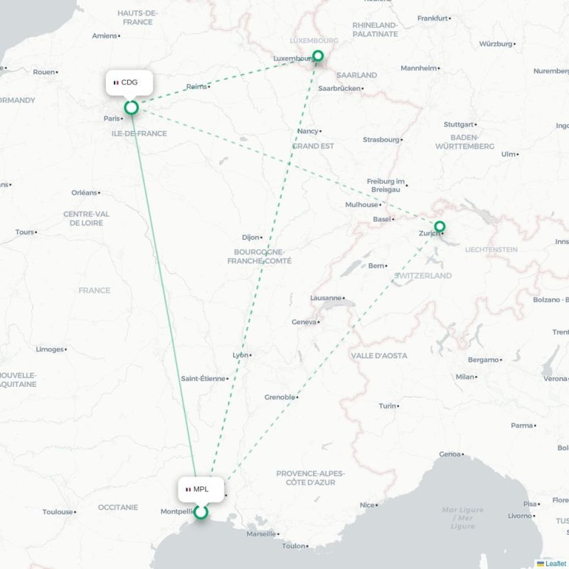 MPL - CDG route map