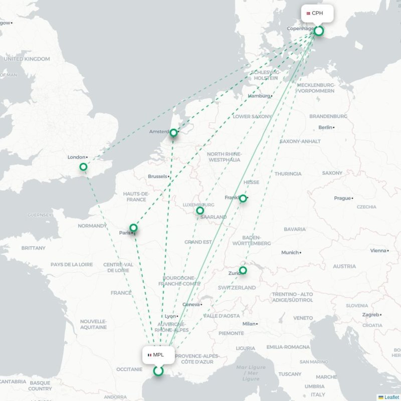 MPL - CPH route map
