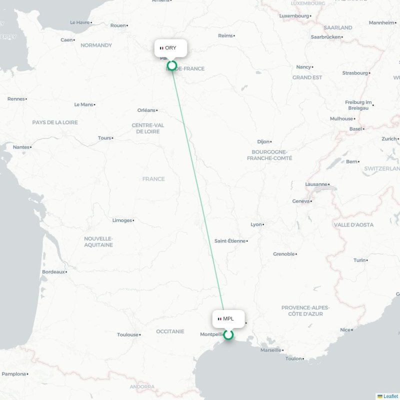 MPL - ORY route map