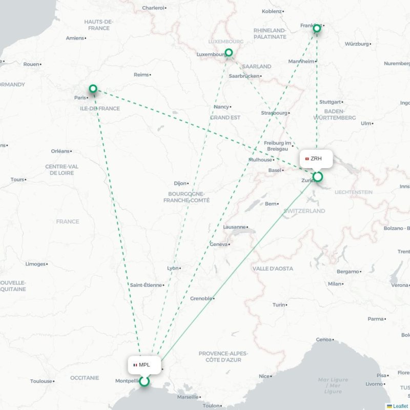 MPL - ZRH route map
