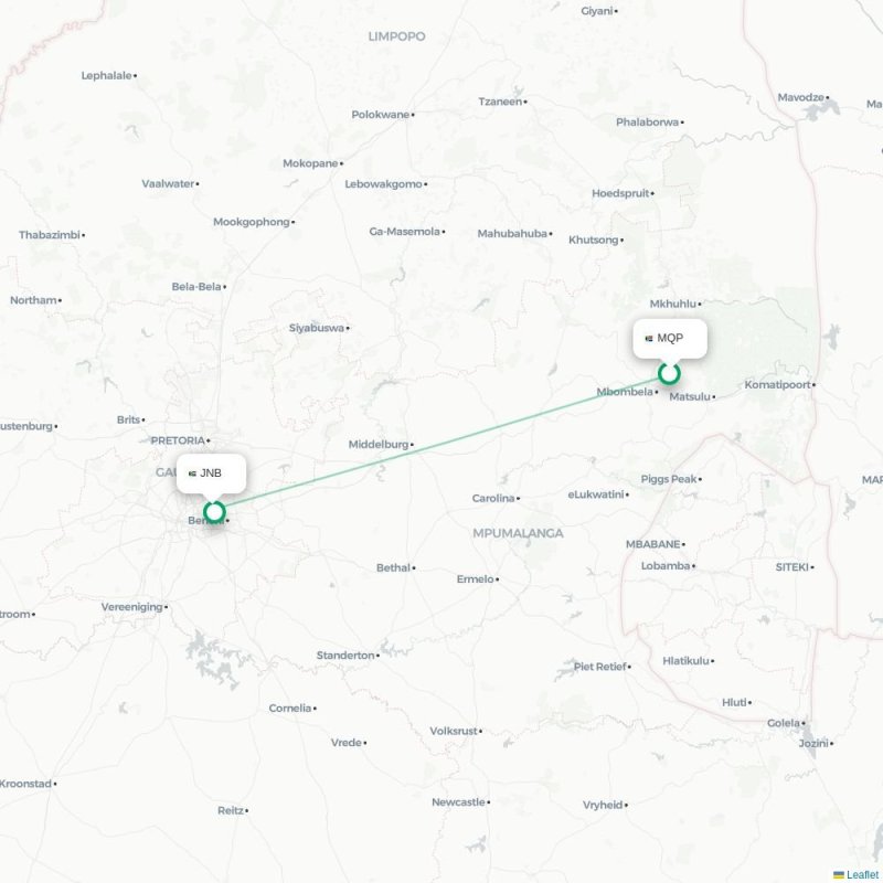 MQP - JNB route map