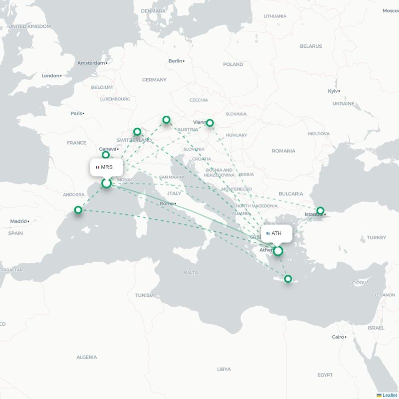 MRS - ATH route map