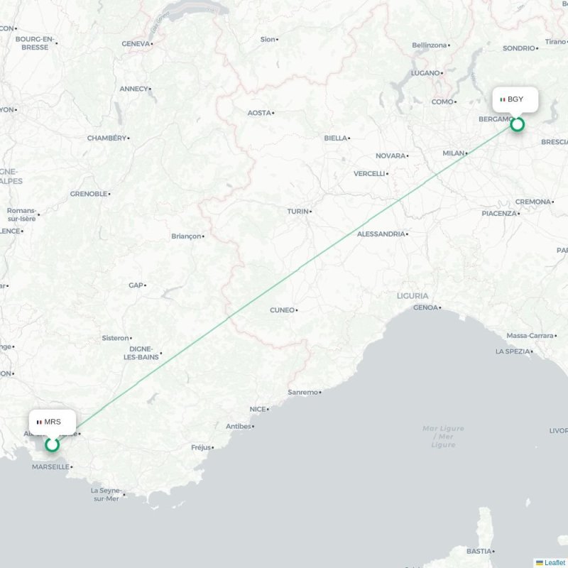 MRS - BGY route map