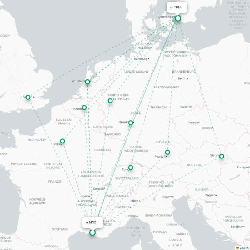 MRS - CPH route map