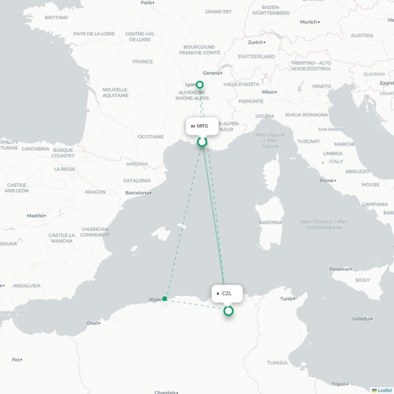 MRS - CZL route map