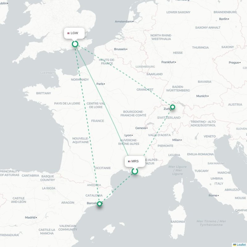 MRS - LGW route map