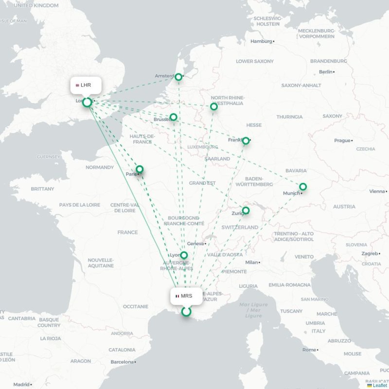 MRS - LHR route map
