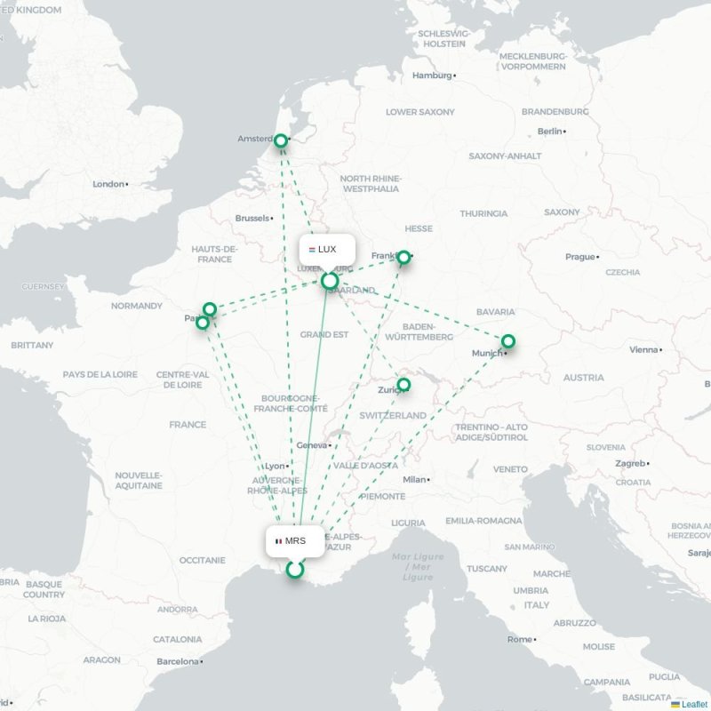 MRS - LUX route map