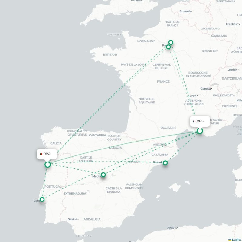 MRS - OPO route map