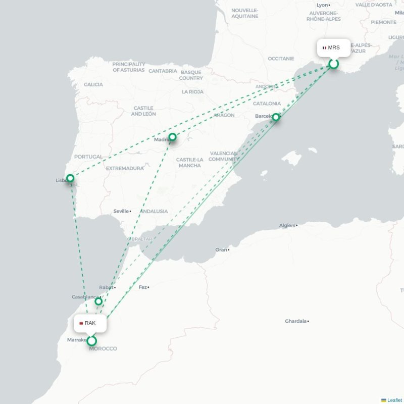 MRS - RAK route map