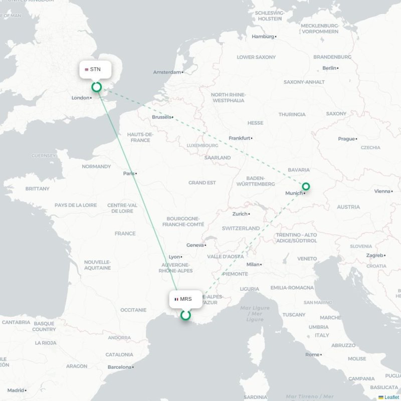 MRS - STN route map