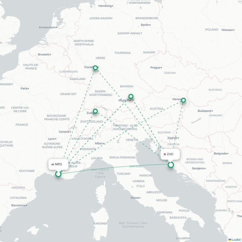 MRS - ZAD route map