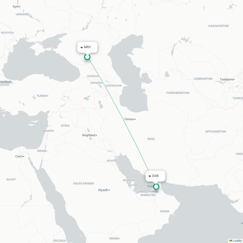 MRV - DXB route map