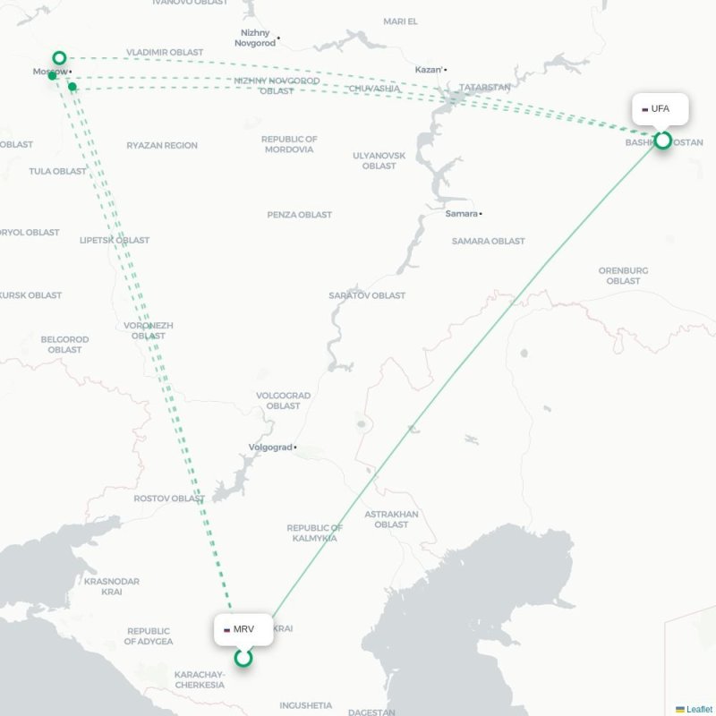 MRV - UFA route map