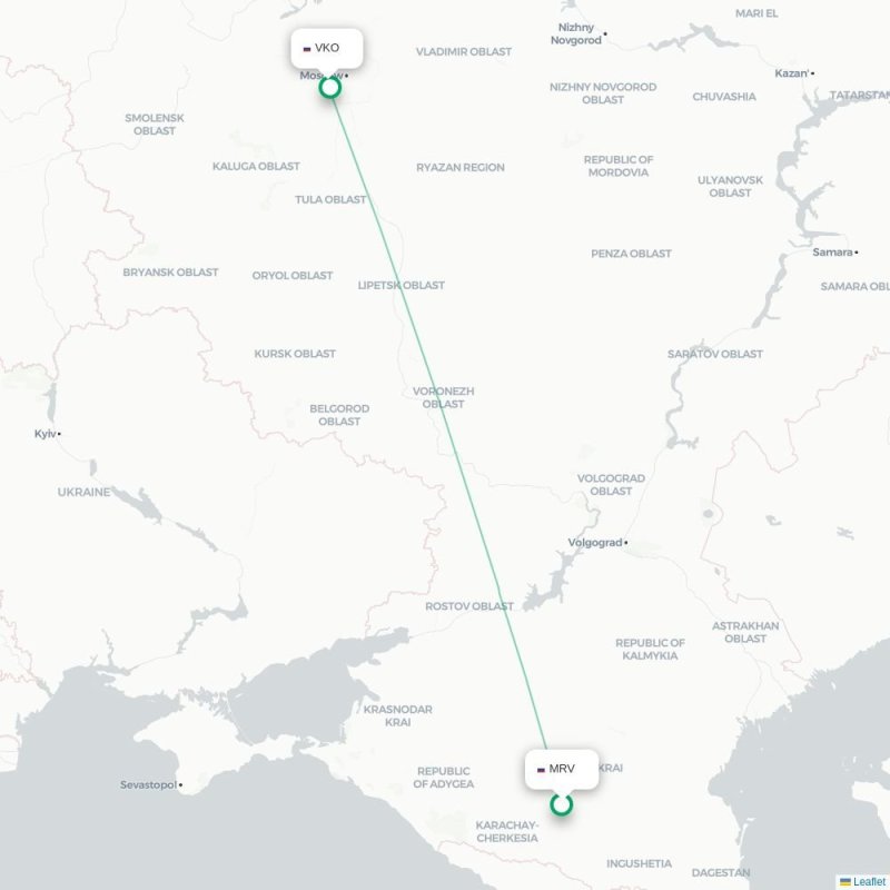 MRV - VKO route map