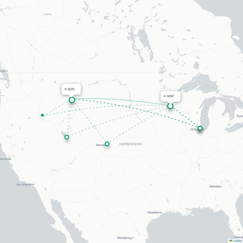 MSP - BZN route map