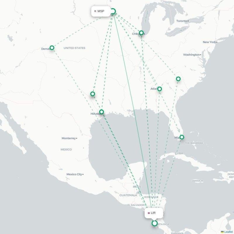 MSP - LIR route map