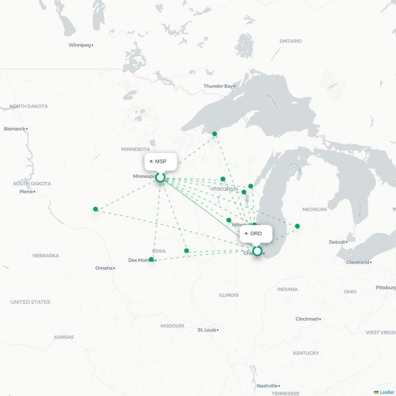 MSP - ORD route map