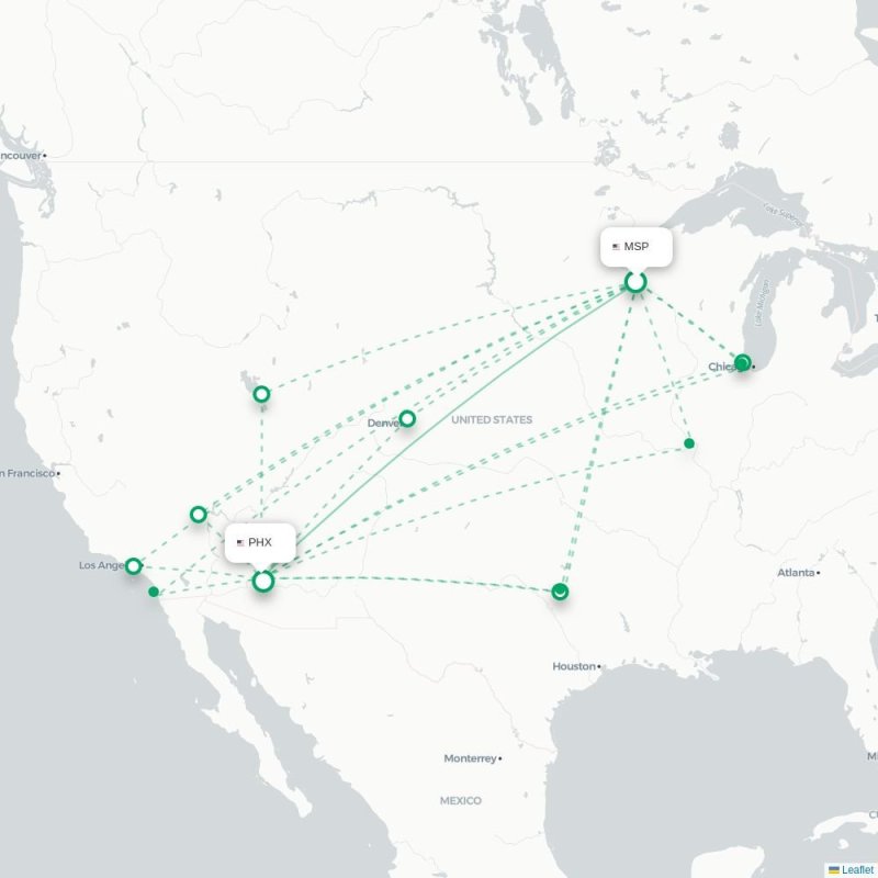 MSP - PHX route map