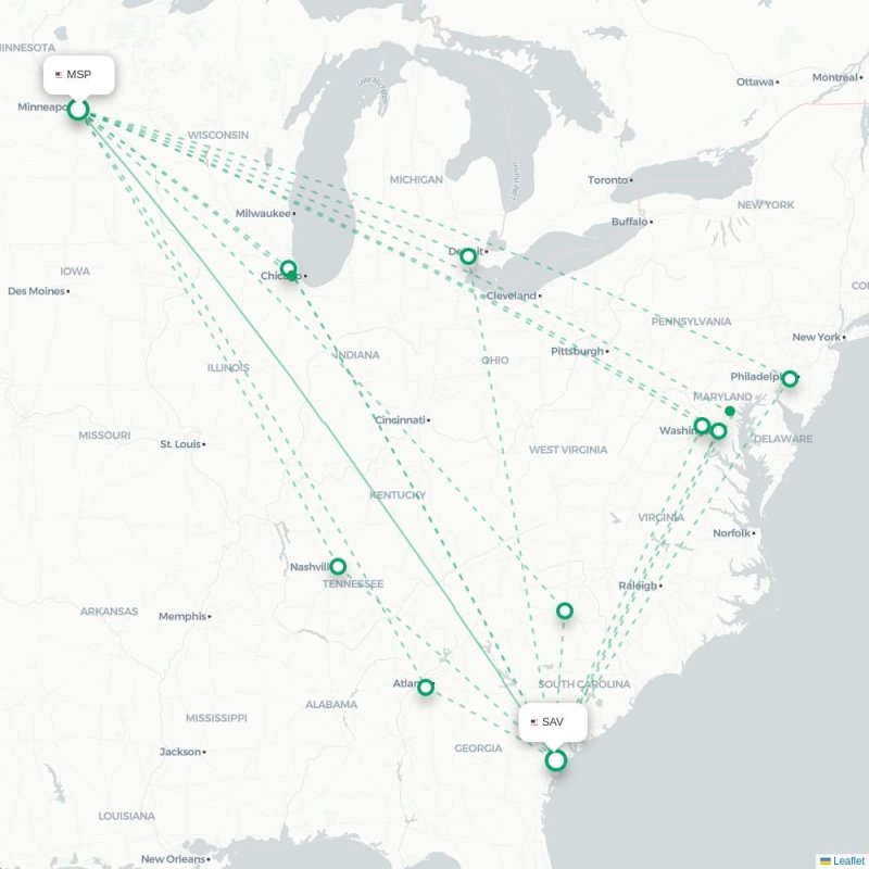 MSP - SAV route map