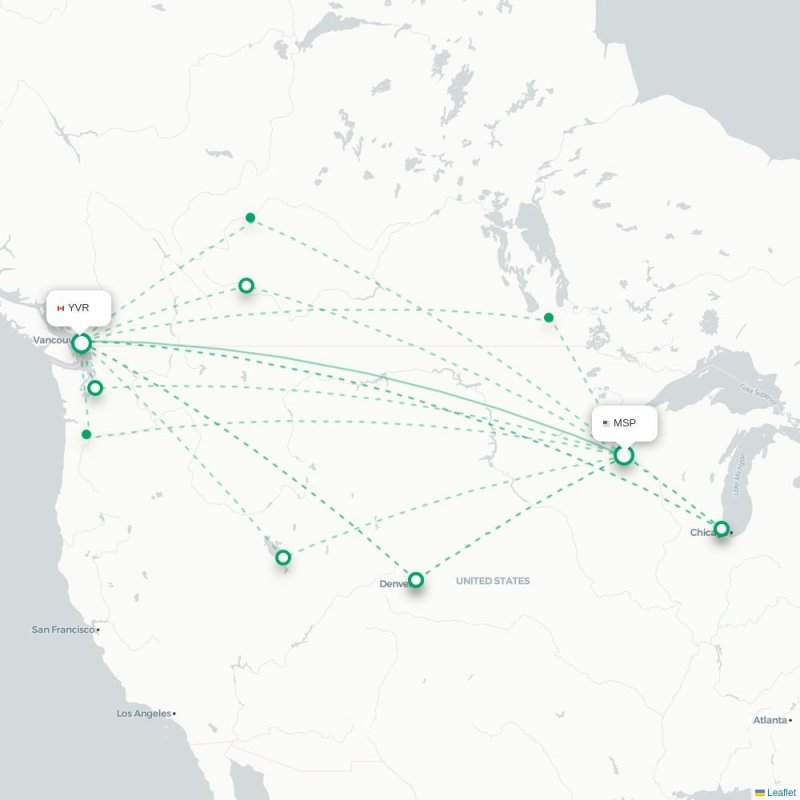 MSP - YVR route map