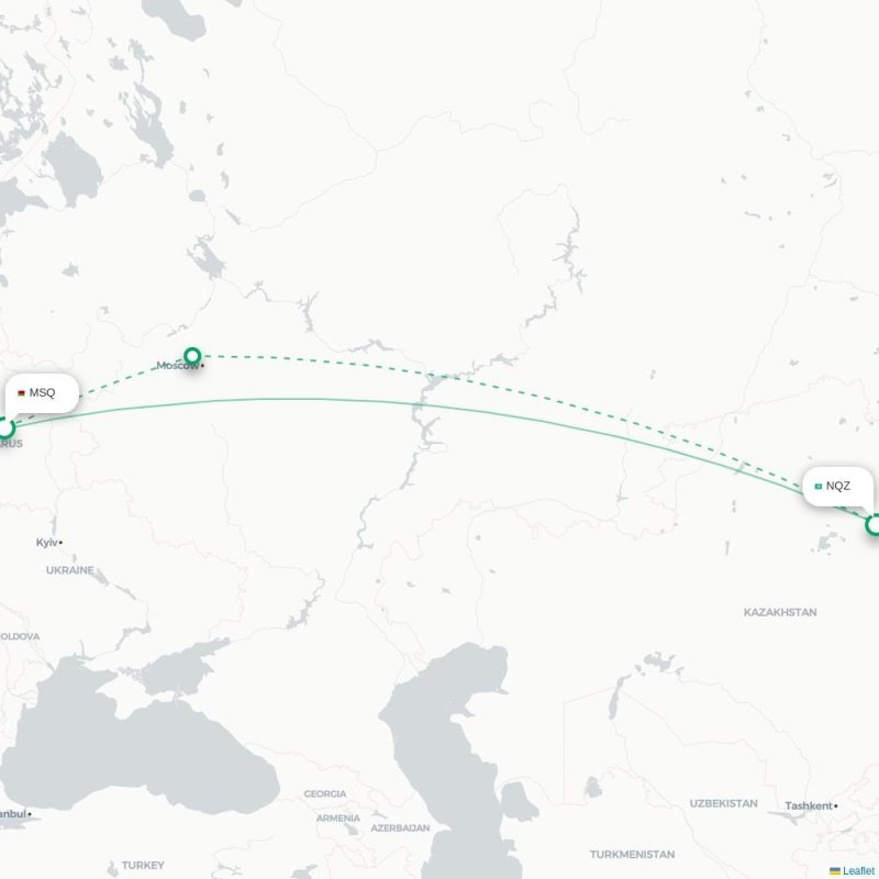 MSQ - NQZ route map