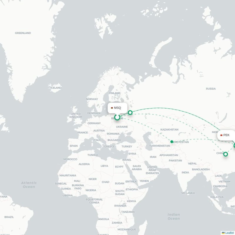 MSQ - PEK route map