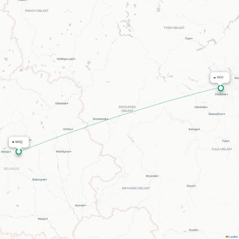 MSQ - VKO route map