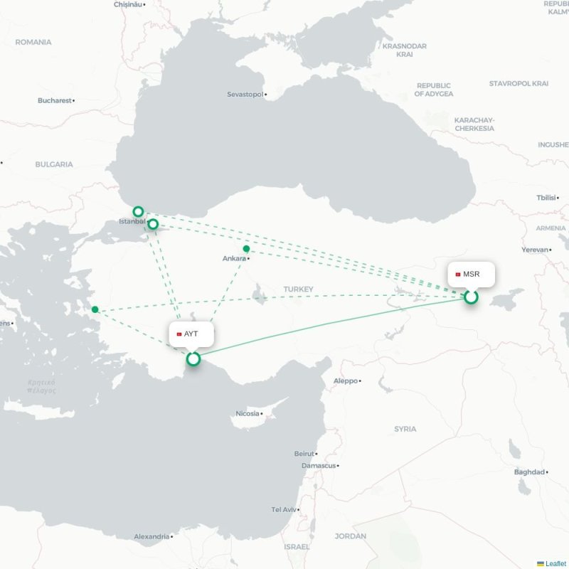 MSR - AYT route map