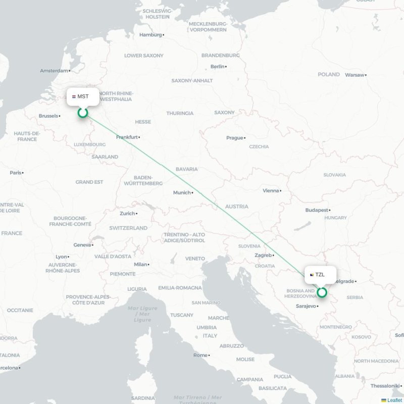 MST - TZL route map